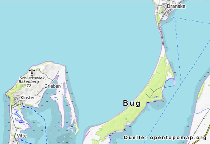 Karte Rügen - Dranske Bug